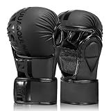 KUANG QUAN MMA Gloves Open Palm Sparring & Grappling Mitts,Martial Arts for Men & Women,Combat Sports,MMA, Boxing, Muay Thai, Kickboxing (Black, Medium)