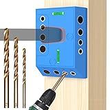 CKE Upgraded Drill Guide 30 45 90 Degree Angle Drill Hole Guide Jig with 3 Drill Bits for Angled Straight Hole, Installation for Cable Railing Deck Stair Railing Lag Screw Kit Cable Wood Post DG02