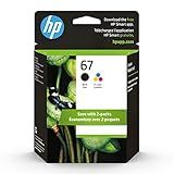 HP 67 Black/Tri-color Ink Cartridges for HP Printers | Works with Printer Series: DeskJet 1255, 2700, 4100; ENVY 6000, 6400 | Eligible for Instant Ink | 3YP29AN