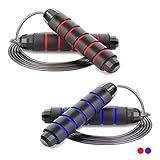 Redify Jump Rope,Jump Ropes for Fitness for Women Men and Kids,Speed Jumping Rope for Workout with Ball Bearings,Adjustable Skipping Rope for Exercise&Slim Body at Home School Gym (Red,Blue)