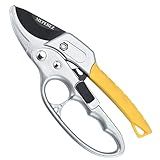 MEPEREZ Ultra Sharp Germany Steel Pruning Shears - Cuts 3X Easier, Ergonomic Design - Weak Hand Arthritis Snips, Effortlessly 1-Inch Cut Capacity Heavy Duty Garden Scissors, Sharp Garden Clippers