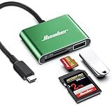 Hicober USB C to SD Card Reader, Micro SD Memory Card Reader, Type C to SD Card Reader Adapter 2TB Capacity for MacBook Camera Android Windows Linux and Other Type C Device-Green