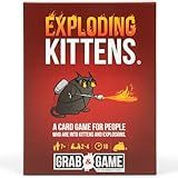 Exploding Kittens Grab & Game - Hilarious & Compact Card Game for Family and Travel - Party Fun for Ages 7 and Up - 2-4 Players - 15 Minutes of Play