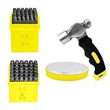 76Pcs Metal Stamping Kit, 1/4"(6mm) Font Uppercase And1/8"(3mm) Lowercase Letter and Number Punches, Steel Block, Metal Stamping Hammer(74Pcs 6mm+ 3mm)