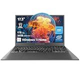 17.3’’ FHD 120Hz Laptop, Intel Quad-Core Processor, 16GB DDR5 RAM, 1TB SSD, Large Touchpad, Backlit Keyboard, Numeric Keypad, Entertainment, School and Office, Windows 11 Home, Modern Grey