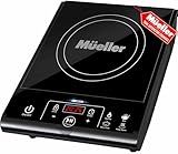 Mueller RapidTherm Portable Induction Cooktop,1800W Single Burner Hot Plate with 8 Power Levels, 8 Temperature Settings, 4 Presets, 4-Hour Timer, Auto Shut-Off & Child Lock for RV, Dorm, Small Kitchen