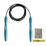 LANGETUKEE Speed Jump Rope - Professional Aluminum Alloy Skipping Rope with 360° Bearings - Adjustable 4mm Steel Cable for Double Unders, Boxing, MMA, HIIT & Cardio Training - Anti-Slip Grip