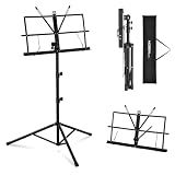 MOSEN Sheet Music Stand, Heavy Duty Adjustable Tripod, Quick Fold Black