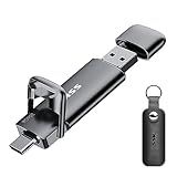 SSK 256GB Dual USB C Flash Drive, 2-in-1 Type C+USB A 3.2 Gen2 External Solid State Thumb Drive,Speed Up to 550MB/s Memory Stick Data Storage for iPhone 15/16/17/Android Phone/Tablet/MacBook/Windows