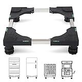 I'SMARTMOON Mini Fridge Stand,Raised Base Adjustable Mini Refrigerator Stand,Washer and Dryer Stand, 4 Strong Feet Washing Machine Pedestal ,Appliance Dolly,Base for Heavy weight (Black)