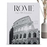 Rome Decorative Books for Coffee Table - Designer Faux/Fake Books for Decoration - Enhance Your Coffee Table, Mantle & Bookshelf Decor - Book Decor Aesthetic Collection - Real Blank Pages Inside