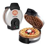 Gourmia Belgian Waffle Maker – Compact Design with Upright Storage, Adjustable Browning, and Easy-Clean Nonstick Ceramic Plates, Stainless Steel