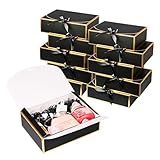 WLUSEAXI 10 Pack Gold Foil Gift Boxes with Lids, 10.6x7.8x3.1Inch Luxury Bridesmaid Proposal Box, Black Gift Boxes for Presents, Wedding, Baby Shower, Birthday Party