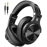 OneOdio A70 Bluetooth Over Ear Headphones, Wireless Headphones with 72H Playtime, Hi-Res, Built-in Mic, 3.5mm/6.35mm Wired Audio Jack for Studio Monitor & Mixing DJ Guitar AMP, Computer PC Gaming