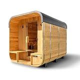 Backyard Discovery Lennon 4-6 Person Traditional Cedar Outdoor Cube Sauna with Porch, Electric Sauna Heater, Sauna Rocks, Dry Heat, Steam Sauna, LED Lights, Wi-Fi Control, Sauna Accessories