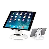 EHO iPad Stand, 360° Rotating Commercial Tablet Stand, Retail Kiosk, 6"-13"(Screen) Adapter Universal Tablet Clamp Holder for iPad, iPadAir, iPadMini, Microsoft Surface, Most Tablets - White