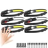 Northlet Headlamp Rechargeable 6 Pack, 230° Wide Beam LED Headlamp with 2 Spotlights, Motion Sensor, 5Mode LED Headlamp, Head Lights for Forehead, Headlamps for Adults Running Hard Hat
