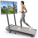Foldable Treadmill with 8% Incline, Upgrade 3.5HP Low Noise Walking Pad Treadmill with Handle Bar, Trisomy 4 in 1 Portable Under Desk Treadmills for Home/Office, 330 Lbs Capacity, APP & Remote Control