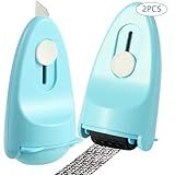 Wejoin Identity Privacy Protection Roller Security Stamp 2Packs - Guard Your ID with Refillable Ink, Built-in Cutter & Flip Cover Design, Compact Privacy Safety Tool for Document, Mail, etc. (Blue)