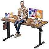 BIZUM Electric Standing Desk, 55" x 24" Height Adjustable Desk, Rustic Brown Sit to Stand Desk Memory Gaming Computer Workstation for Home Office