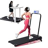 Foldable Walking Pad Treadmill with Adjustable Incline and Handle Bar, 3.5HP Portable Folding Treadmills for Home Small, 4 in 1 Under The Desk Electric Treadmill with Handles, 0.6-7.6MPH, 350LBS
