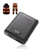 CANBORY Heated Vest Battery Pack,𝟏𝟎𝟎𝟎𝟎𝐦𝐀𝐡 5V 2A/3A 10000 Mah Ultra Light Small Power Bank for Heated Vests, Jackets with LED Display | 7.4V 3A DC Battery with PD USB/Type-C 3 Outputs