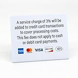 3pk Service Charge Payment Signs, 3% Service Charge Notice, Countertop Display with Major Credit Cards and Contactless, Business Credit Card Payment Signs