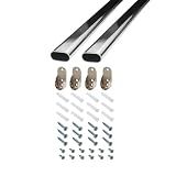 Outwater 36 Inch Steel Oval Closet Rod Kit, 9/16 Inch x 1-3/16 Inch Polished Chrome Heavy Duty Closet Hanging Rod with Metal Brackets, Wall Anchors and Screws, Pack of 2