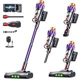 Cordless Vacuum Cleaner for Home, 600W/50KPa Powerful Suction, 60Mins Self-Standing Stick Vacuum with Anti-Tangle Brush & LED Display, Lightweight Handheld Vacuum for Pet Hair, Carpets & Hard Floors