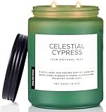 M&SENSE Celestial Cypress - Cedar & Spice Soy Jar Candles, Cedarwood Cardamom Large Winter Scented Candles 19.4oz 110 Hour Long Lasting Burn, Non Toxic Natural Warm Woody Scent Gifts for Men Women
