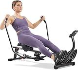 Sunny Health & Fitness Smart Compact Full Motion Rowing Machine, Full-Body Workout, Extra-Long Rail, 350 LB Weight Capacity and Free SunnyFit® App Enhanced Bluetooth Connectivity SF-RW5639SMART