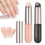 2 PCS Silicone Ombre Nail Art Brush, Chrome Powder Applicator, Reusable Gel Polish Brush Gradient Nail Design Tool Soft Head Stamper for Manicure Chrome French Nails