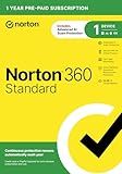 Norton 360 Standard, Antivirus software for 1 Device with Auto-Renewal – Includes Advanced AI Scam Protection, VPN, Dark Web Monitoring & PC Cloud Backup [Key Card]