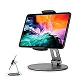 Stouchi 12.9 iPad Stand, 360 Swivel Base Tablet Holder for iPad Pro & Surface Pro, Adjustable Desk Mount Holder for POS Kiosk, Fits 4-14' Tablets - Grey