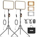 Torjim 12 Inch Video Light Kit for Creators, 30W High Brightness Studio Lights with Tripod Stand & Phone Holder, 3000-6500K Adjustable Photography Lighting for Clearer YouTube Streaming Home Studio