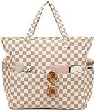 LEDAOU Large Beach Tote Bag Women Waterproof Sandproof Zipper Beach Tote Bag for Pool Gym Grocery Travel with Wet Pocket