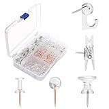 Push Pins Set, 5 Styles Thumb Tacks Map Pins, Steel Point Pushpins Thumbtacks for Cork Board Bulletin Boards (Clear-125pcs)
