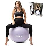 BABYGO Birthing Ball - Pregnancy Yoga Labor & Exercise Ball & Book Set Trimester Targeting, Maternity Physio, Birth & Recovery Plan Included Anti Burst Eco Friendly (Lavender, 65cm)