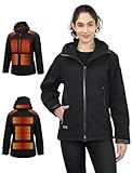 QOPOYU Heated Jacket for Women with Βαtterγ Pack, 17 Heat Zones Women's Heated Jacket Coat Winter Windproof Soft Shell