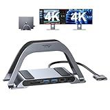 4URPC MacBook Pro Docking Station Dual Monitor 4K@60Hz HDMI, USB C Docking Station Vertical 100W Power Adapter for MacBook Pro/Air with USB 3.0, SD&microSD,Ethernet, Audio