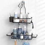 Hanging Shower Caddy Over Shower Head - No Drill Rustproof Shower Rack | Includes Soap Holder and Hooks for Shampoo, Conditioner, and Bathroom Essentials with Stable Storage in Any Shower Space