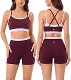 Women Workout Sets Yoga Outfits 2 Pieces Pilates Gym Athletic Sets