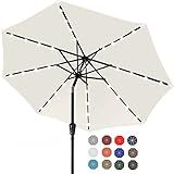 ABCCANOPY Durable Solar Led Patio Umbrellas with 32LED Lights 7.5FT (Light Beige)