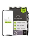 Rocketbook New Mini Reusable Smart Notepad, Pocket Size Notebook 3.5x5.5, Black - Dotted Pages, App-Connected, Erasable, Ideal for On-The-Go List Taking & Quick Notes Anywhere