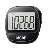 3D Pedometer for Walking Running Sports - Step Counter with Clip & Lanyard, Large LCD Display Accurate Fitness Tracker for Men Women Seniors Easy to Use-Black