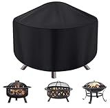 maobutte Round Fire Pit Cover for 22-34 Inch Firepit, Heavy Duty Outdoor Patio Fireplace Covers - Waterproof Dustproof Anti UV and Tear Resistant
