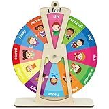 Wooden Feelings Wheel Emotion Wheel with Stand 9.5Inch Therapy Office Desk Decor Expression Emotions Chart Mental Health Gifts Therapist Must Have Feelings Poster Sign Emotional Psychology Tool Decor