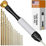 CRAFT911 Pin Vise Hand Drill Manual - Jewelry w/Micro Drill Bits (0.8mm-2.5mm) - Rotary Craft Drill for Jewelry Making, Resin, Wood, Plastic, Miniature, Beads, Clay Etc