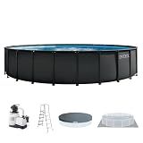 INTEX Ultra XTR 24 ft x 52 in Above Ground Pool Set, Round Swimming Pool with Steel Frame, 2100 GPH Sand Filter Pump, Ladder, Cover, & Ground Cloth