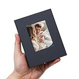 Remowith Small 4x6 Photo Album 100 Pockets Linen Cover with Front Window Portable Mini Picture Book for Family Travel Wedding and Memory Keepsake Organizer Gray Blue
